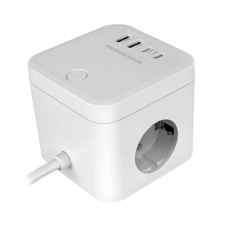 Powercube Mars Gaming Md-cube35w 4 Usb 3 Tomas De Corriente Con Cable 1.8m Regleta Color Blanco