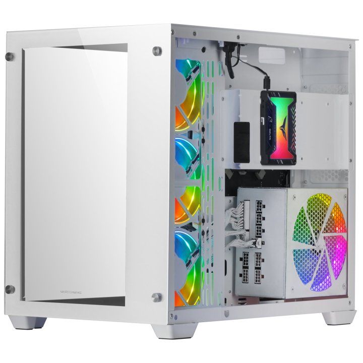 (km0) Caja E-atx Torre Gaming Mars Gaming Mcv3 White Xxl Premium Custom Doble Ventana De Cristal Templado Sin Fuente De Alime