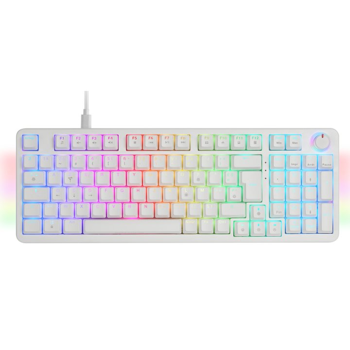 Teclado Mars Gaming Mkprowyfr Mecanico Rgb Silent Switch  Rueda De Control Frances Color Blanco