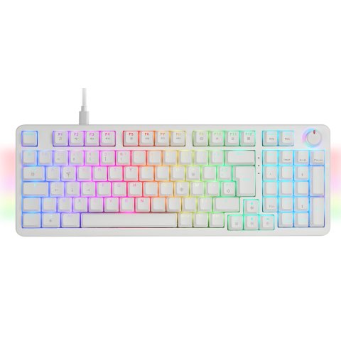 Teclado Mars Gaming Mkprowyfr Mecanico Rgb Silent Switch  Rueda De Control Frances Color Blanco