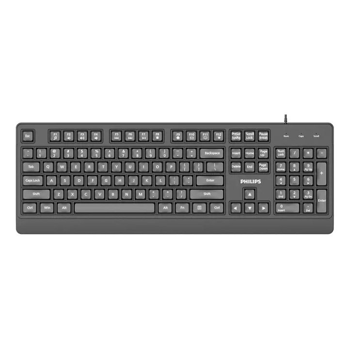 Teclado Philips Spk6247b Con Cable Usb 2.0 Plug And Play Accesos Multimedia Negro Mate Ergonomico