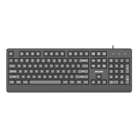 Teclado Philips Spk6247b Con Cable Usb 2.0 Plug And Play Accesos Multimedia Negro Mate Ergonomico