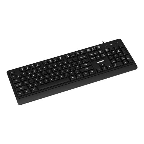 Teclado Philips Spk6247b Con Cable Usb 2.0 Plug And Play Accesos Multimedia Negro Mate Ergonomico