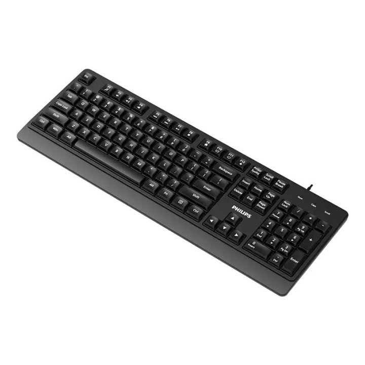 Teclado Philips Spk6247b Con Cable Usb 2.0 Plug And Play Accesos Multimedia Negro Mate Ergonomico