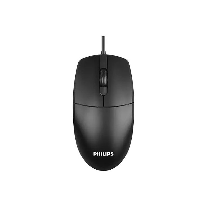 Mouse Philips Spk7247b Sensor Optico 1200 Dpi Ambidiestro Negro Mate Ergonomico Usb 2.0