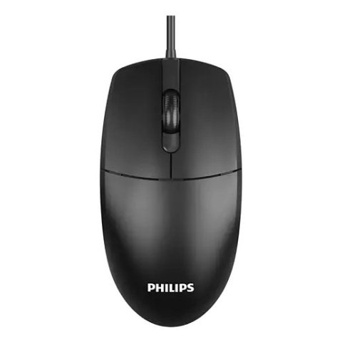 Mouse Philips Spk7247b Sensor Optico 1200 Dpi Ambidiestro Negro Mate Ergonomico Usb 2.0