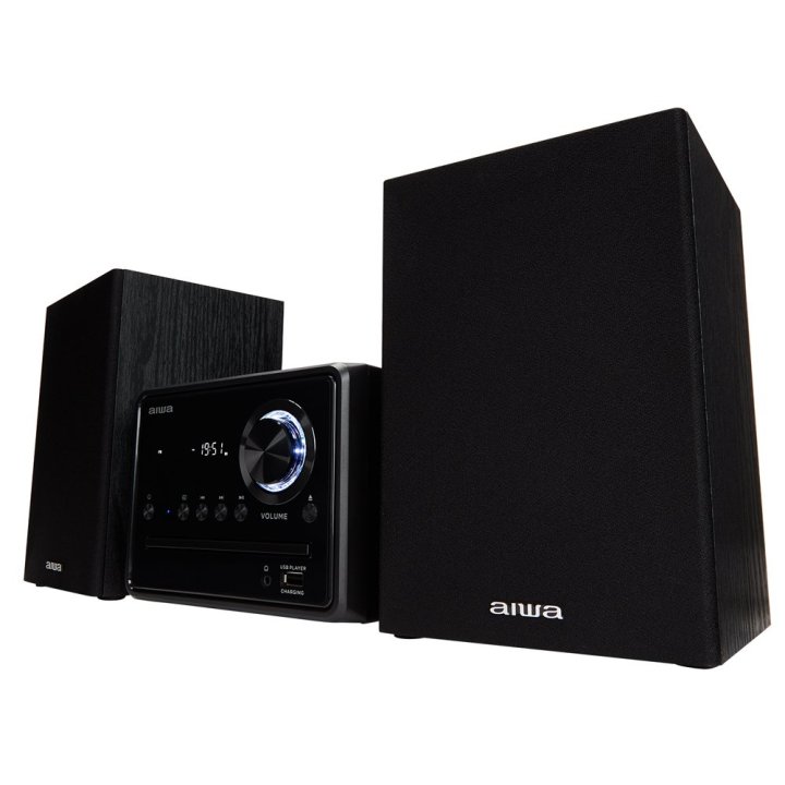 Micro Cadena De Musica Aiwa Msbtu-300 Hi-fi Bluetooth 4.2 Cd Mp3 Usb Carga Radio Fm 20w Rms Negro