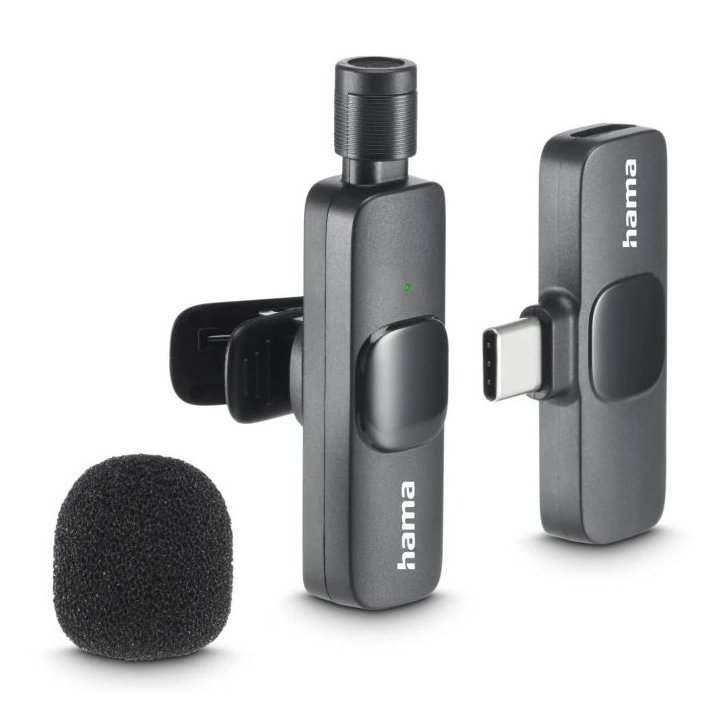 Microfono Hama Smart Wireless Gadget Usb-c Cancelacion Ruido Ia Patron Omnidireccional Pinza Negro