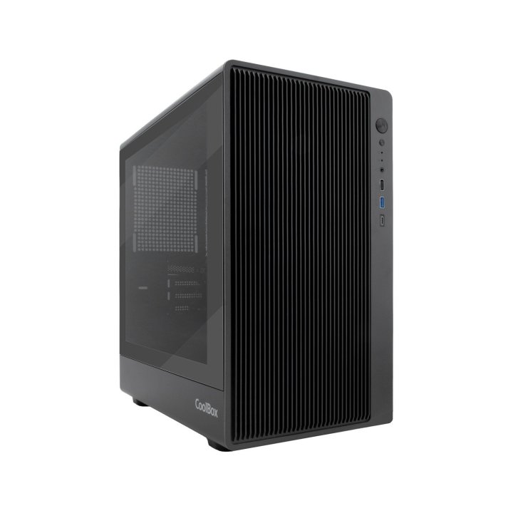 Caja Microatx Coolbox Gm350 Darkface Gpu Max 315mm Cristal Templado Liquida 240mm Usb-c Negra