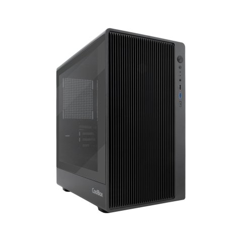 Caja Microatx Coolbox Gm350 Darkface Gpu Max 315mm Cristal Templado Liquida 240mm Usb-c Negra