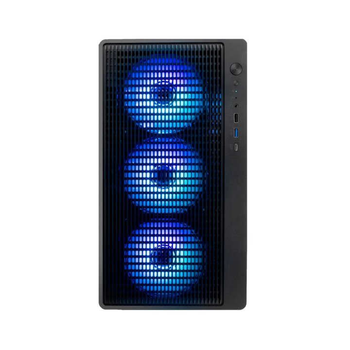 Caja Microatx Coolbox Gm350 Darkface Gpu Max 315mm Cristal Templado Liquida 240mm Usb-c Negra