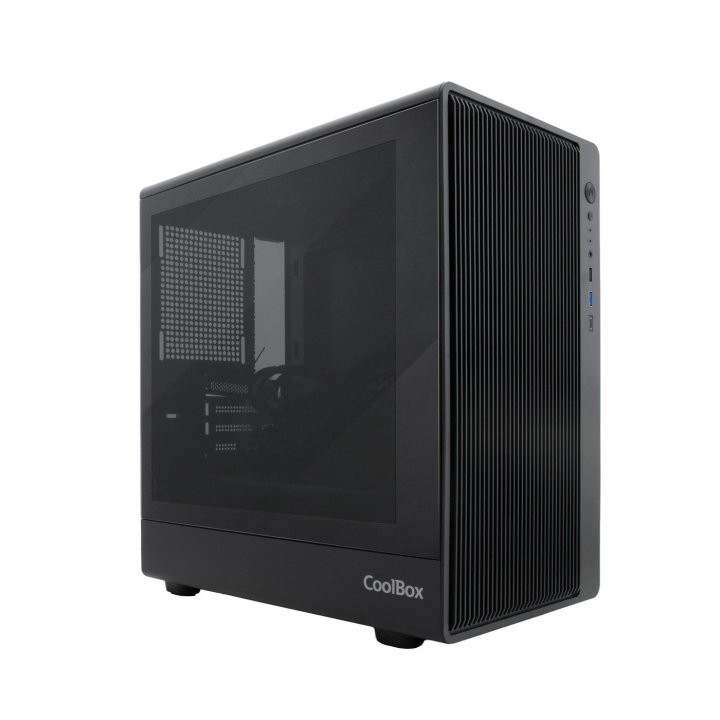 Caja Microatx Coolbox Gm350 Darkface Gpu Max 315mm Cristal Templado Liquida 240mm Usb-c Negra