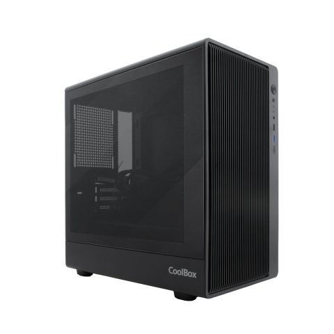 Caja Microatx Coolbox Gm350 Darkface Gpu Max 315mm Cristal Templado Liquida 240mm Usb-c Negra