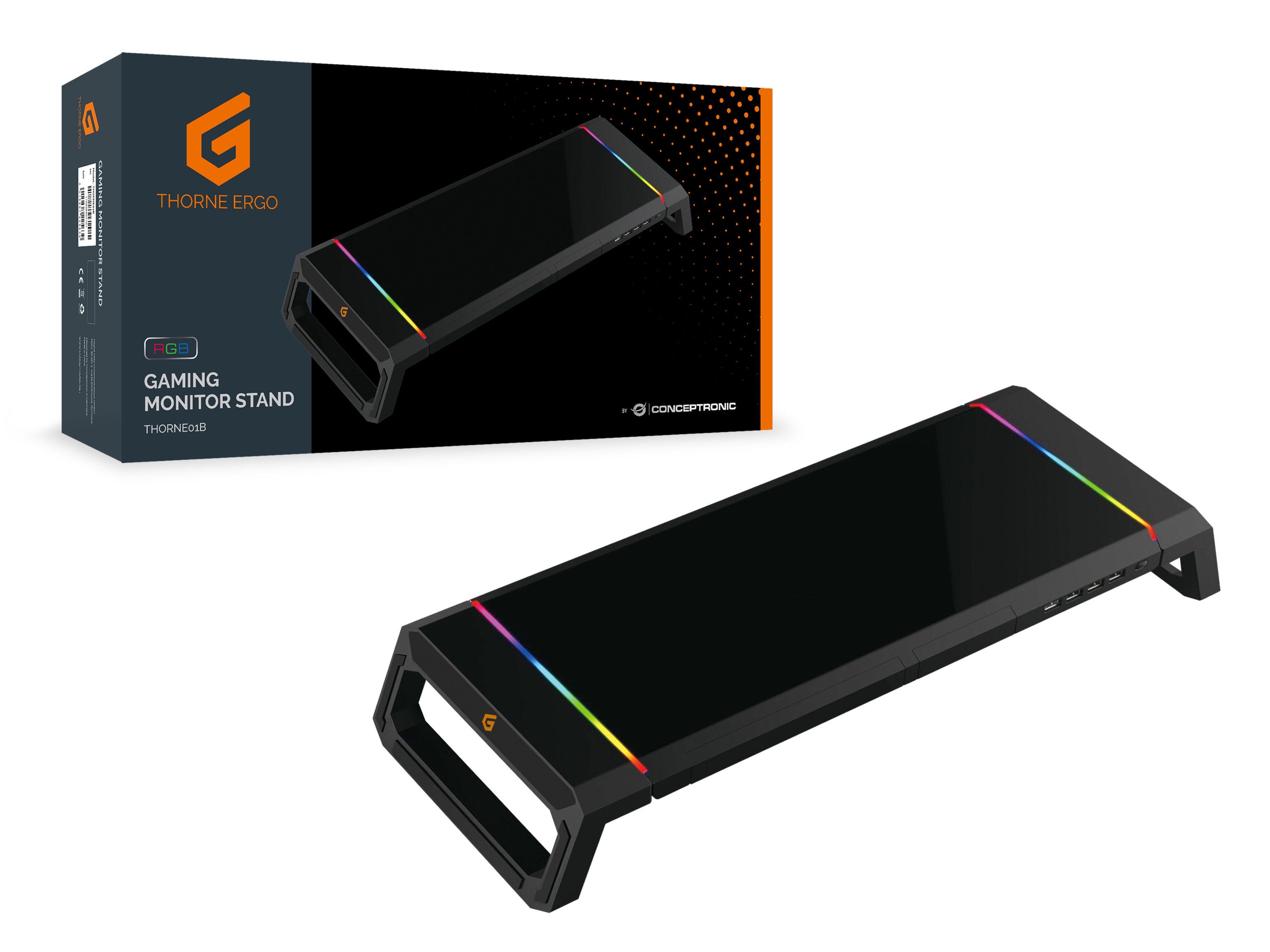 Stand de Sobremesa para 1 Pantallas para 1 Pantalla Elevador Gaming Ergonomico HUB USB 2.0 Luz RGB — vista detalle 2
