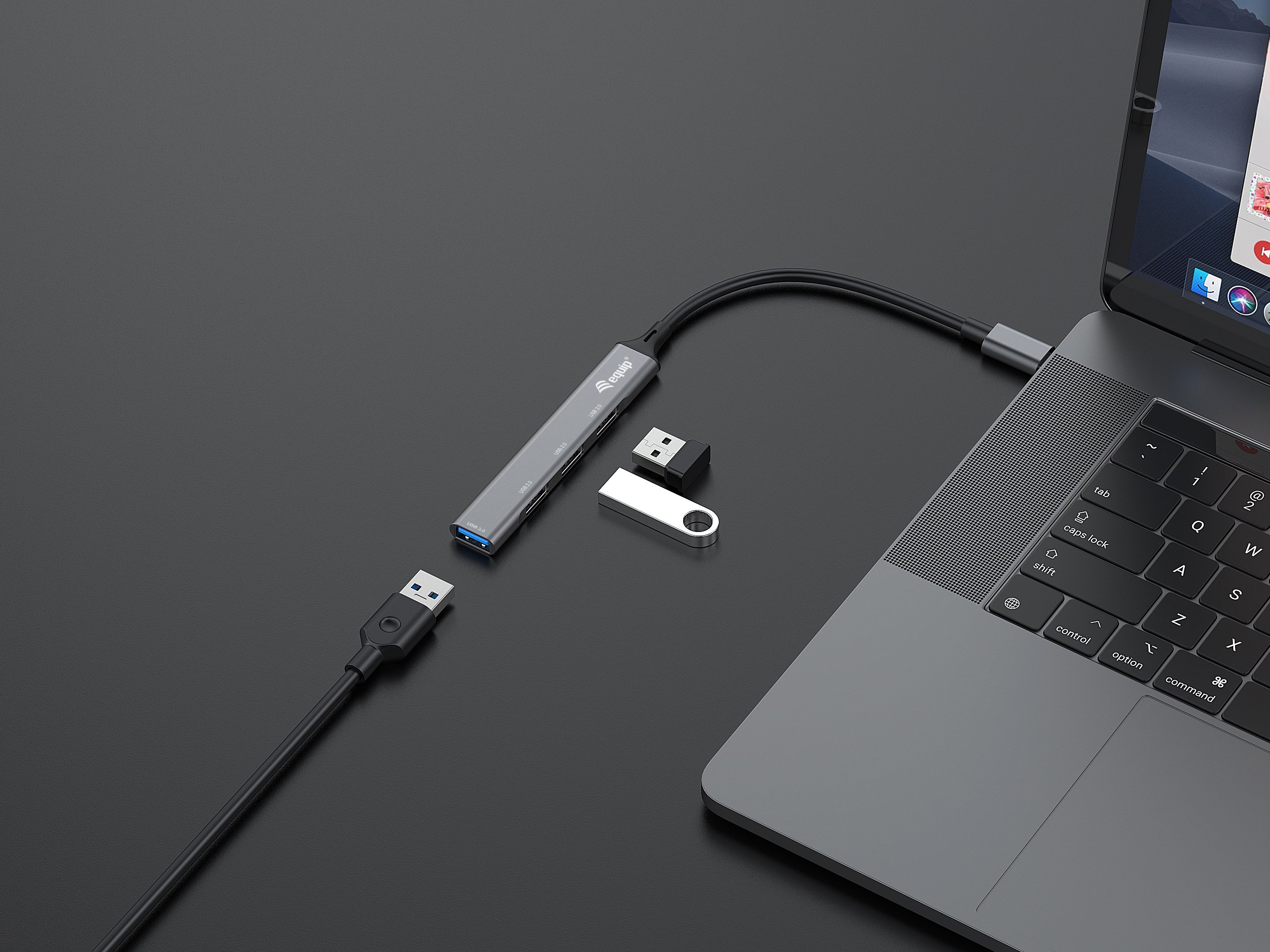EQUIP Life USB-C — Hub 4 puertos USB con carcasa aluminio 3
