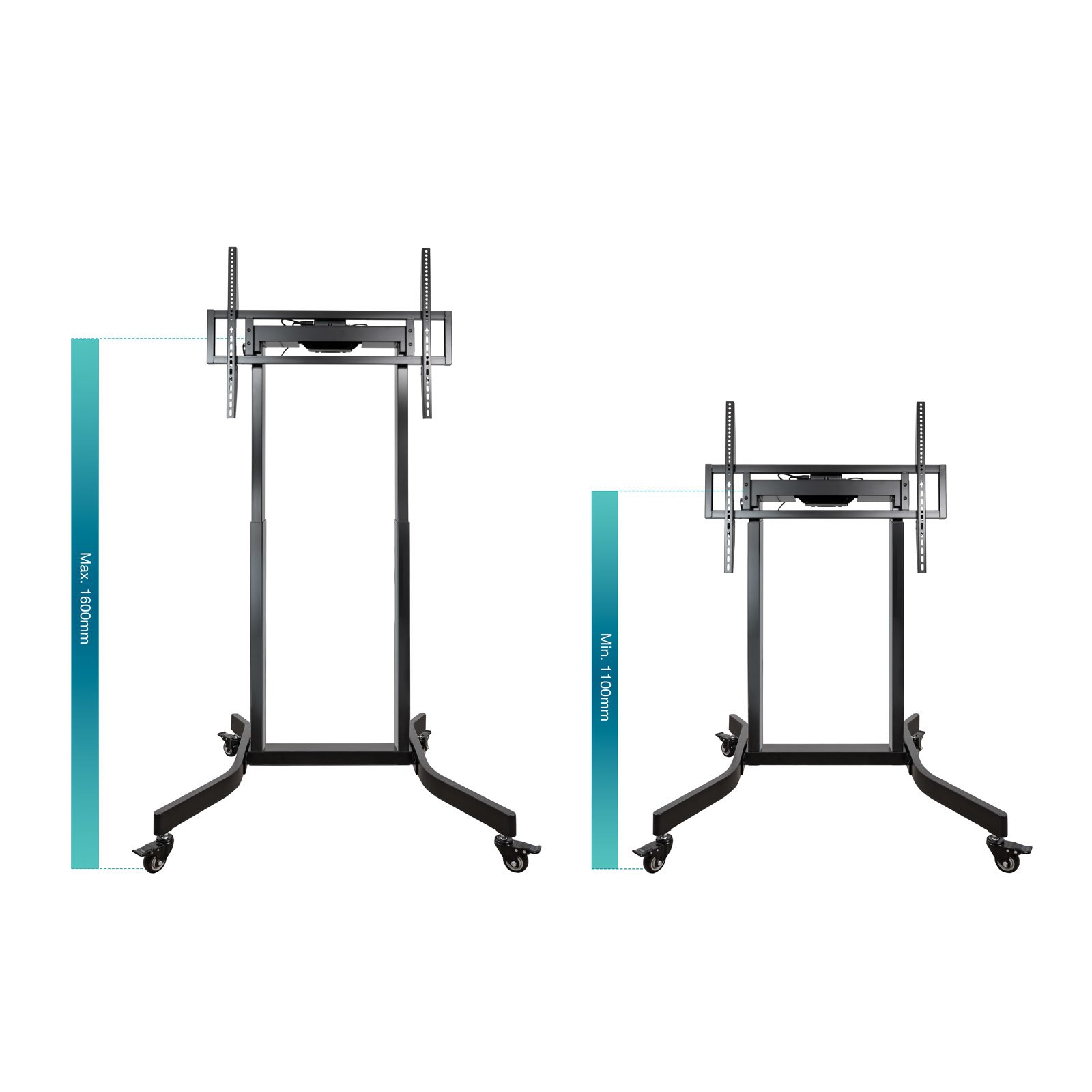 Soporte de Suelo con Ruedas FSM02-B para Pantallas de 55"-100" Negro Regulacion Electrica de Altura VESA Max 800x600 Max 120Kg — vista detalle 2