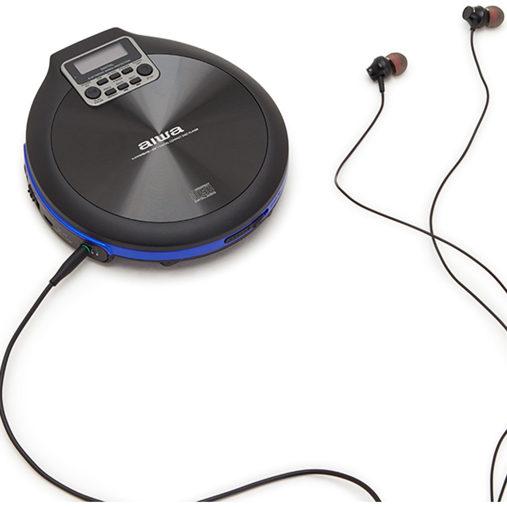 CD Portatil PCD-810RD X-HYPERBASS System Lector CD/CDR/MP3 Bateria Recargable por USB Color NEGRO/AZUL — vista detalle 2