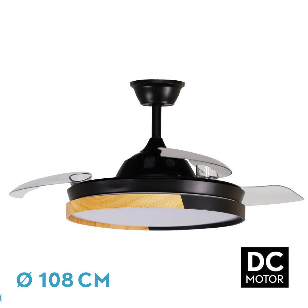 Ventilador Emperador 72W NEGRO/HAYA 3 Aspas Desplegables 7200LM Control Remoto Temporizador Memoria 2