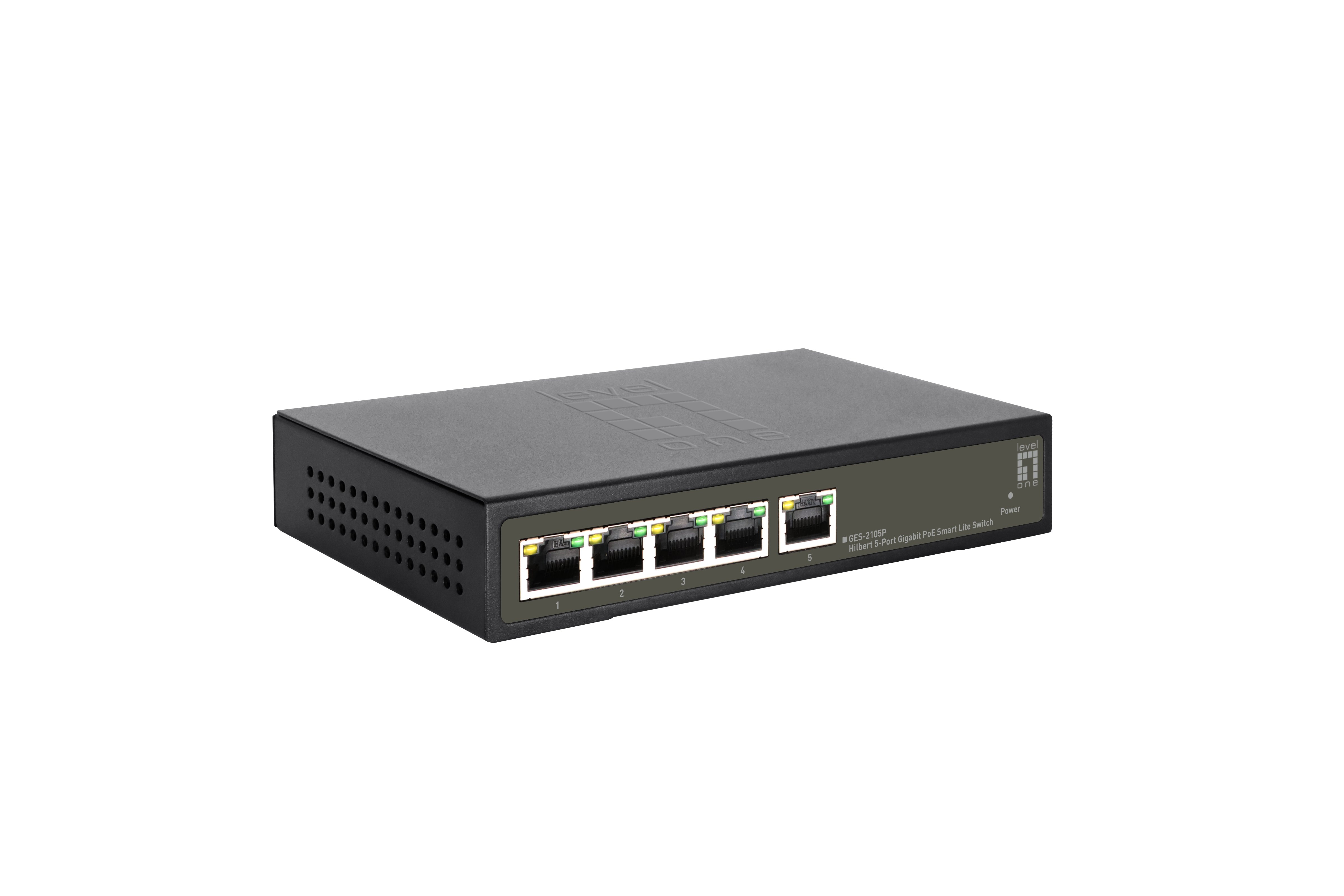 Switch Semigestionable Hilbert 4P POE 10/100/1000 60W + 1P 10/100/1000 Carcasa Metalica — vista detalle 2