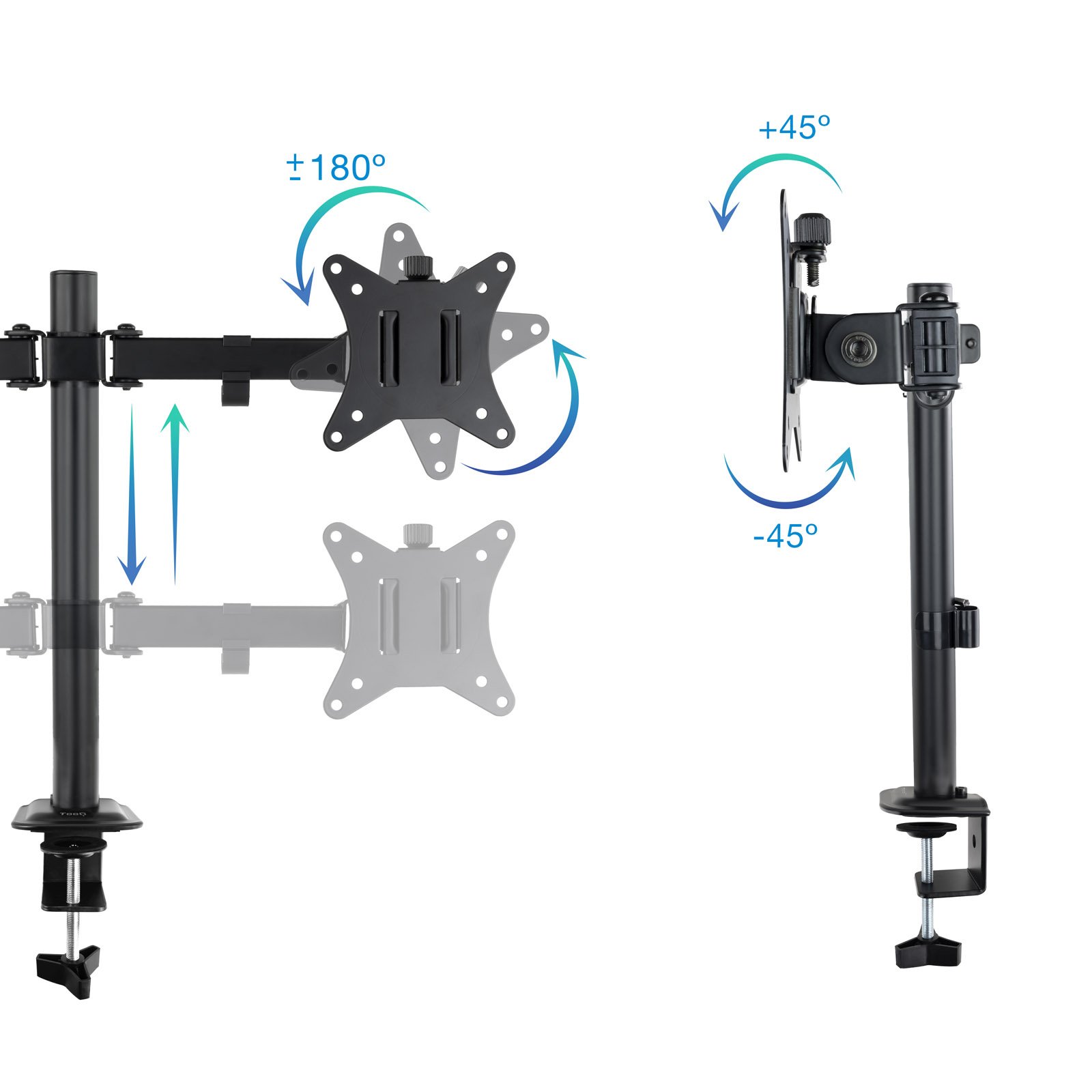 TOOQ DB1802TN-B — Soporte doble articulado para monitores 17"-32 2