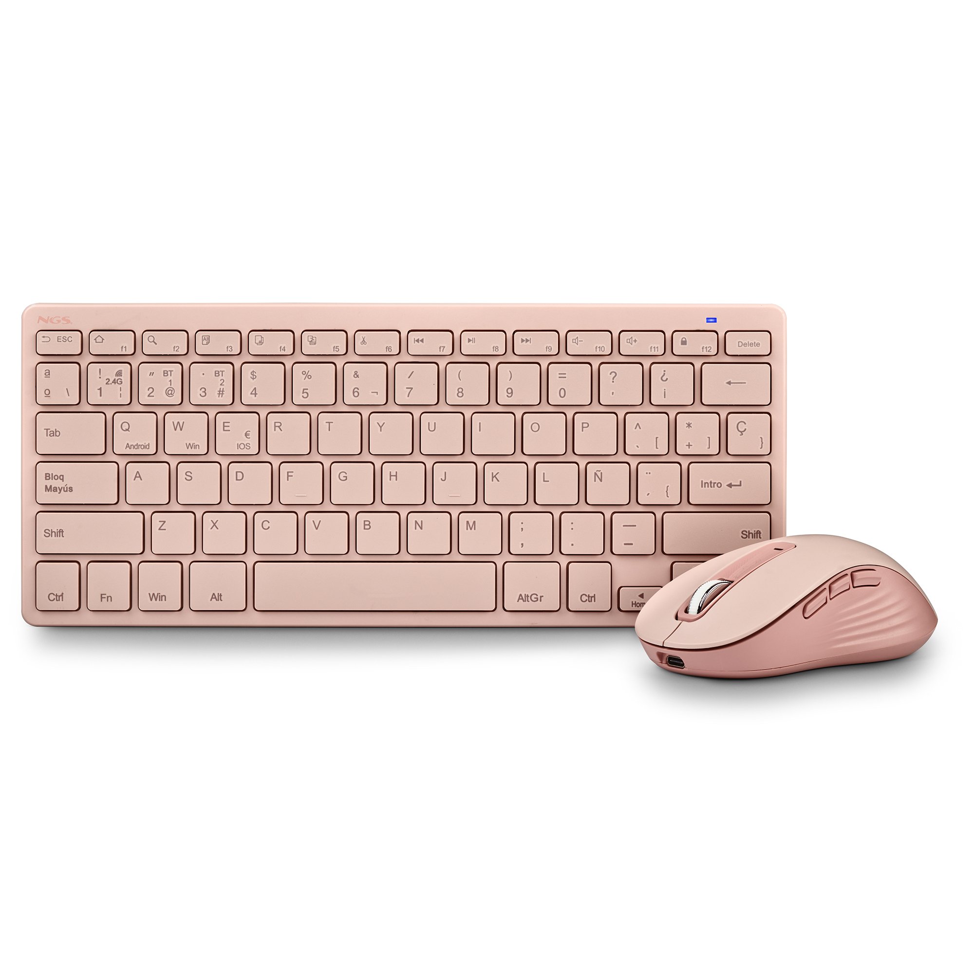 Teclado y Mouse Wireless Recargable Silencioso con 12 Teclas Multimedia — vista detalle 1