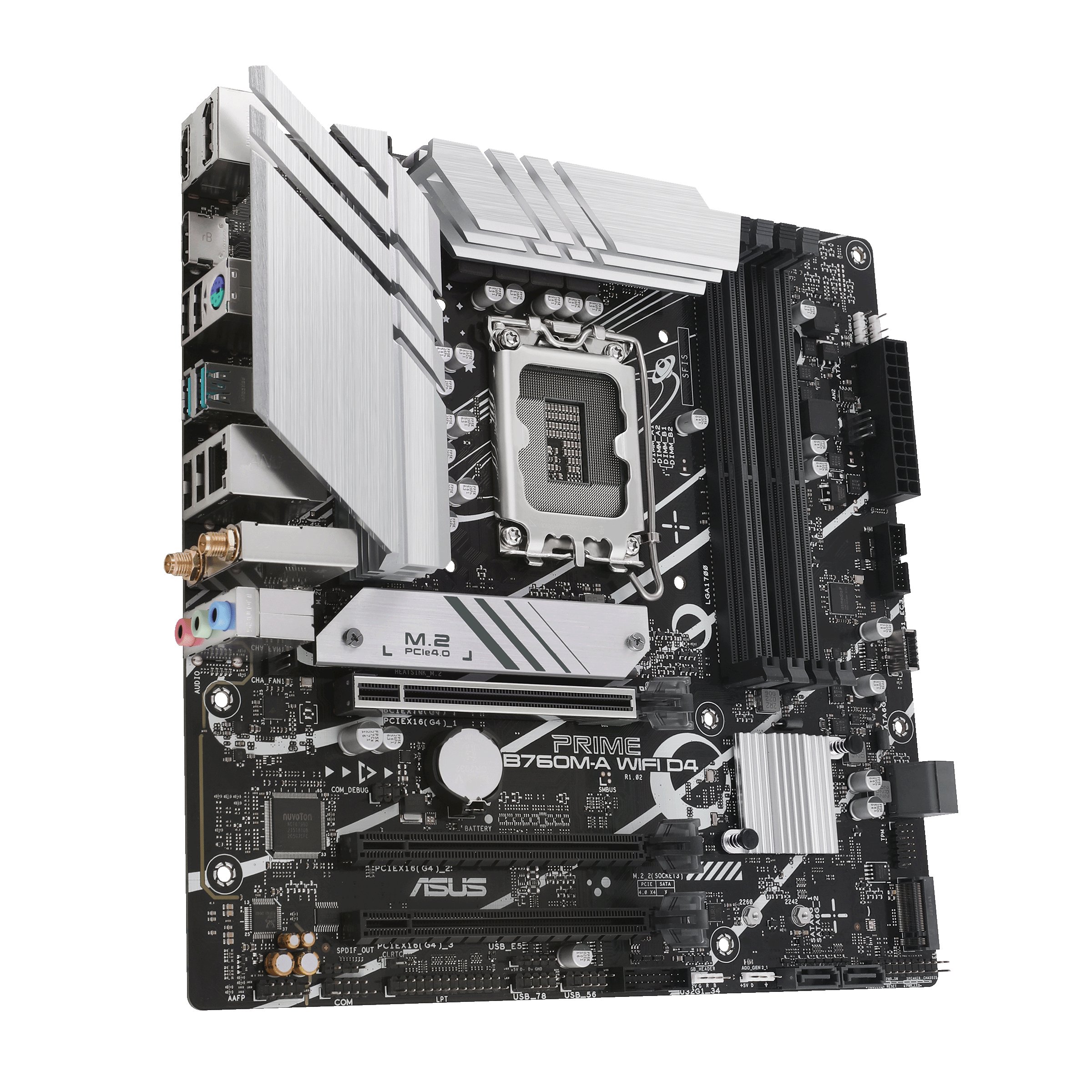 ASUS PRIME B760M-A WIFI — Placa base M-ATX socket 1700 con WiFi y 4 puertos M.2 3