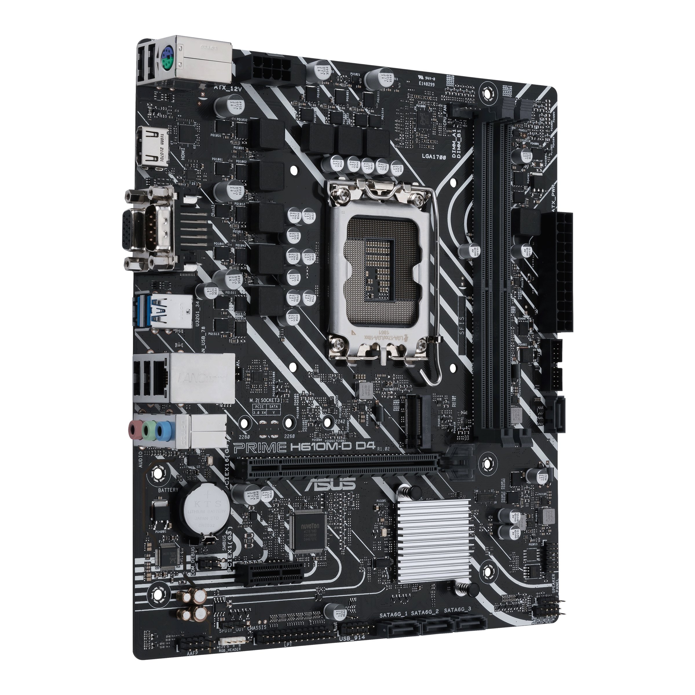 PB Prime H610M-D D4 M-ATX Skt 1700 Intel Gen 12º/13º M-ATX VGA HDMI 2PCIE M.2X3.0 GLAN USB3.2 — vista detalle 1