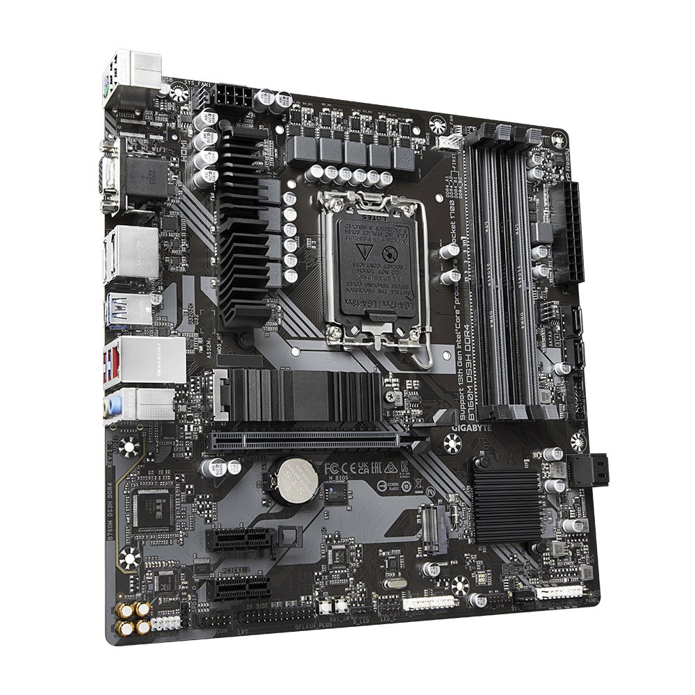 PB B760M DS3H DDR4 M-ATX 12º/13º 4xDDR4 HDMI Displayport VGA 4DDR4 3200MHz 2M.2 RAID USB-C USB3.2 LAN 2.5GBs 4