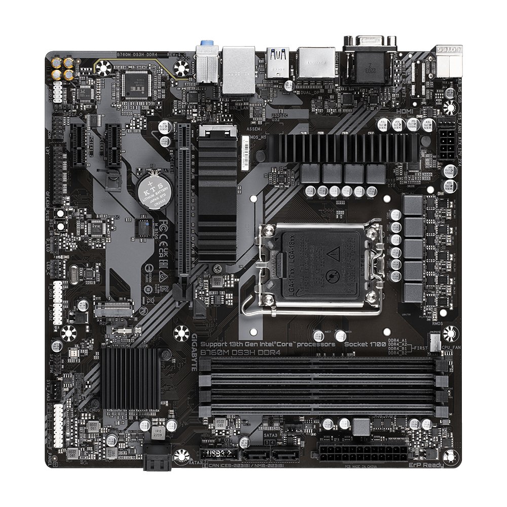 PB B760M DS3H DDR4 M-ATX 12º/13º 4xDDR4 HDMI Displayport VGA 4DDR4 3200MHz 2M.2 RAID USB-C USB3.2 LAN 2.5GBs 5