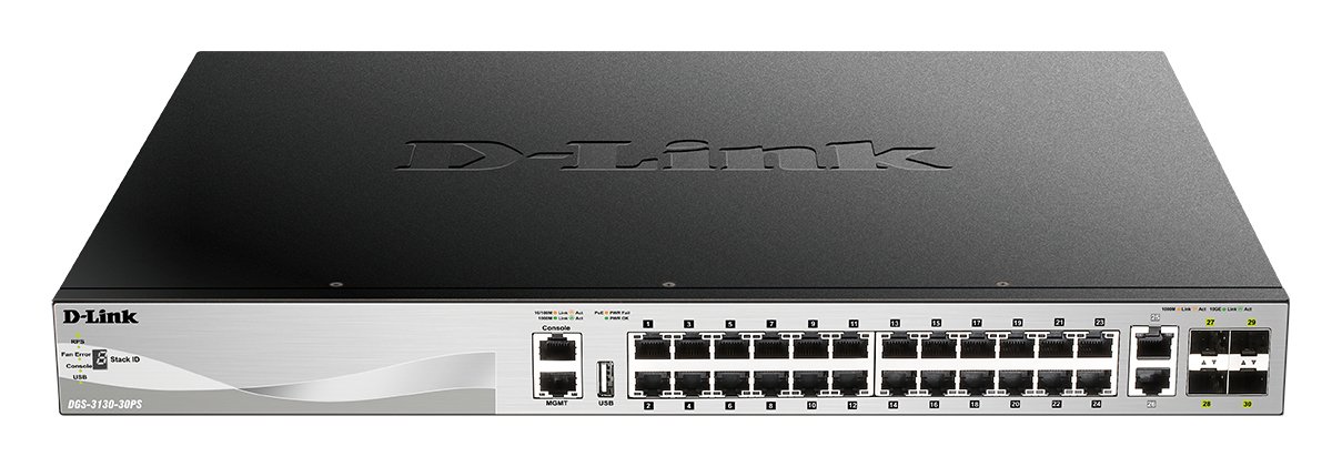 Switch Gestionable L3 Stackable DGS-3130-30PS/E 24P POE (370W) GIGA + 2P 10G + 4P 10G Sfp+ — vista detalle 1