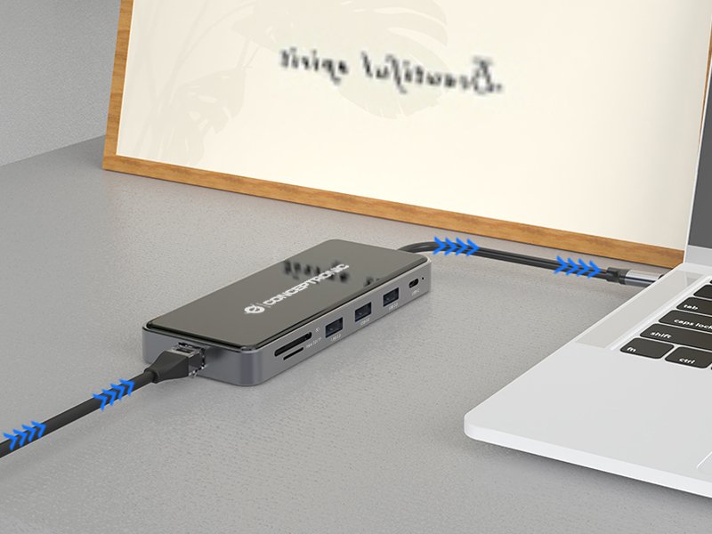 CONCEPTRONIC DONN15G — Docking USB-C con doble HDMI y lector de tarjetas 4