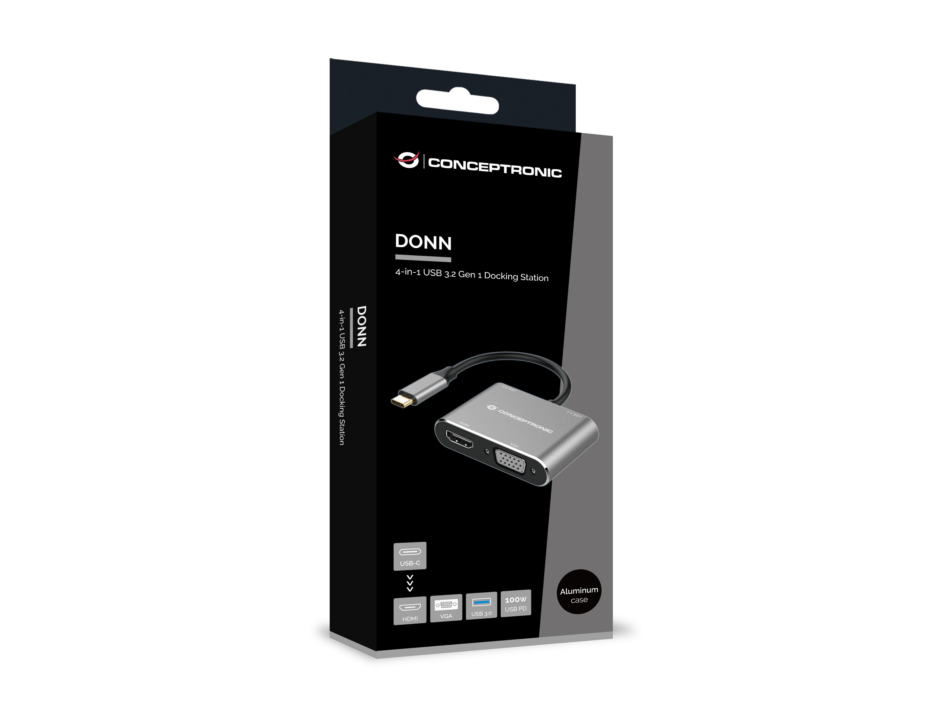 CONCEPTRONIC DONN016 — Docking USB-C con HDMI 4K y carga 100W 4