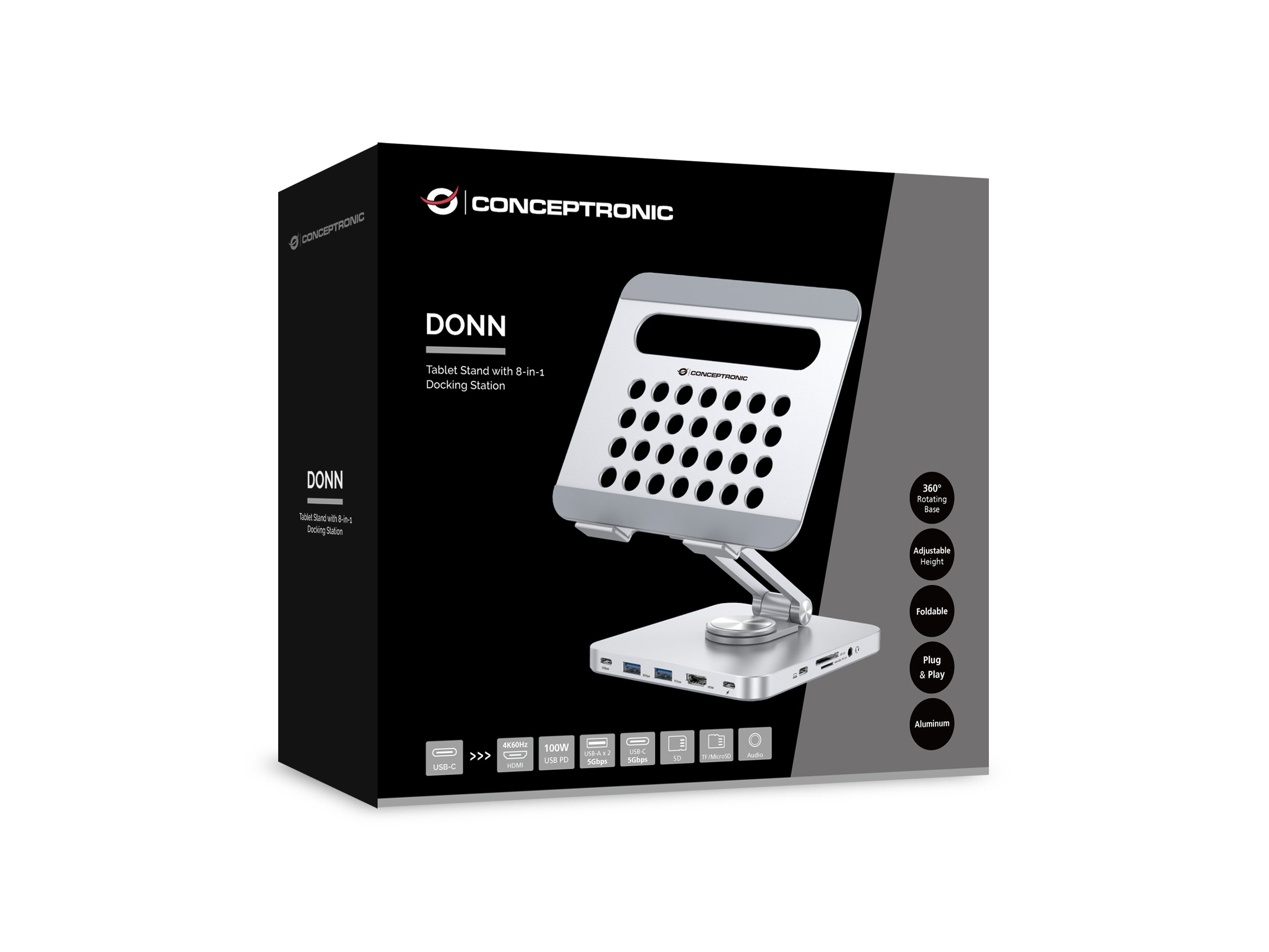 Docking USB-C Soporte 1xHDMI4K 2xUSB-A 3.0 1xUSB-C 1xUSB-C PD100W 1x3.5MM 1xSD/SDMICRO — vista detalle 2