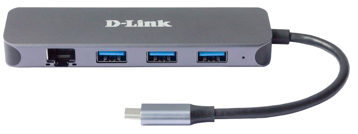 D-LINK DUB-2334 — Hub USB-C con 3 USB 3.0, carga 60W y Ethernet — vista detalle 1