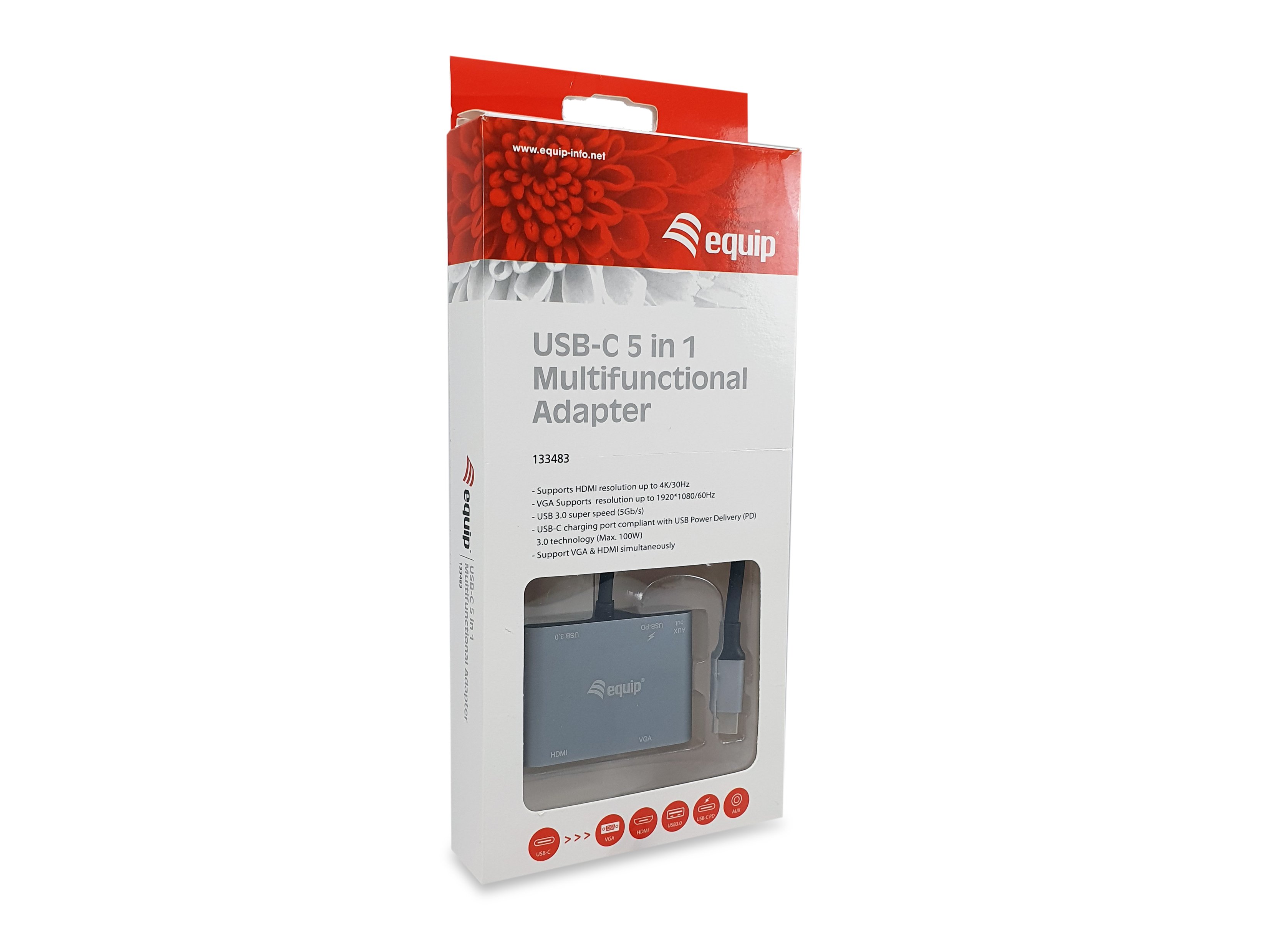 EQUIP 133483 — Docking USB-C con HDMI 4K y carga 100W — vista detalle 2