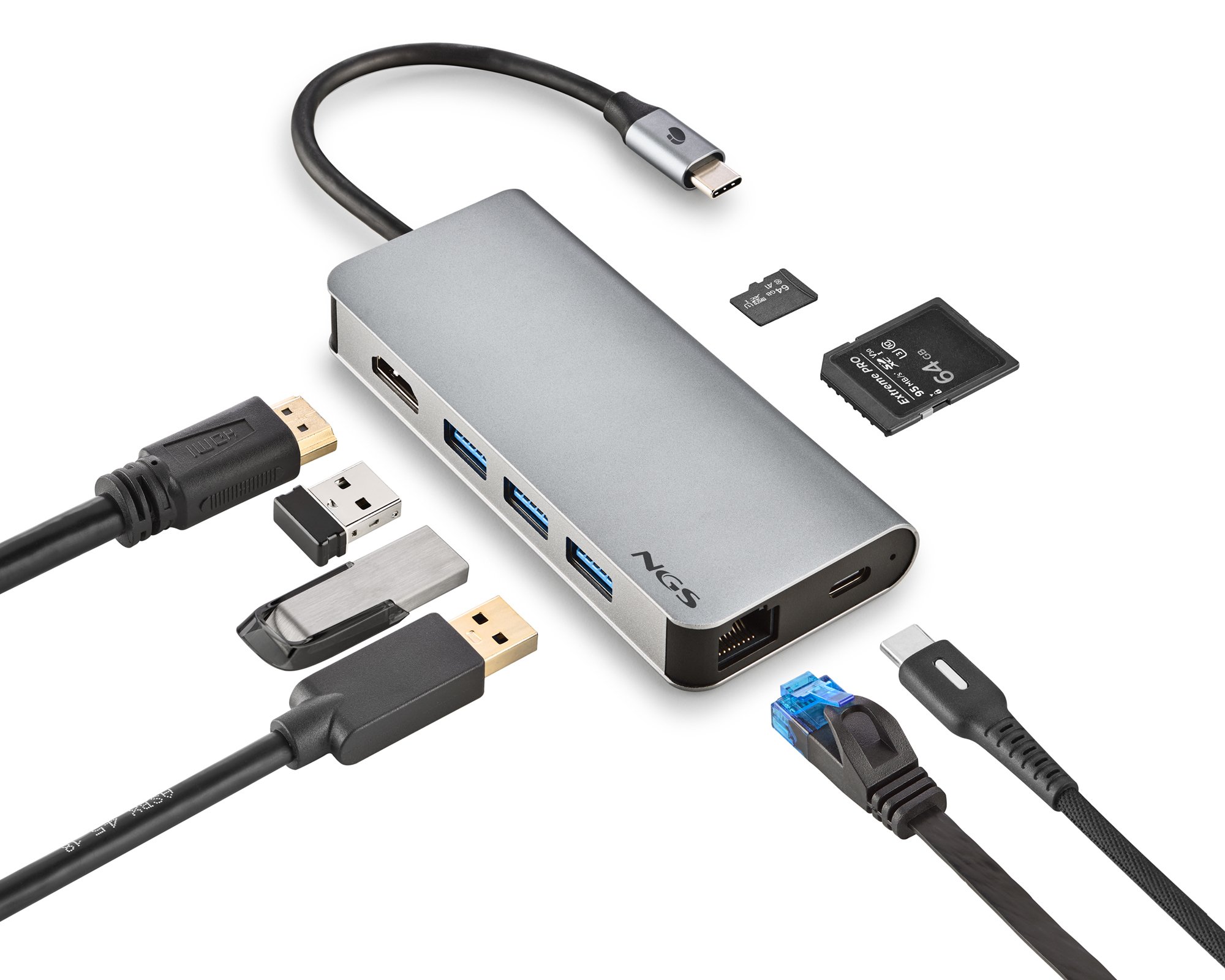 NGS WonderDock 8 — Hub USB-C 8 en 1 para portátiles — vista detalle 2
