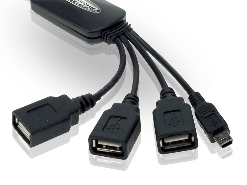 CONCEPTRONIC Hub USB 2.0 — 3 puertos USB + Mini USB 3