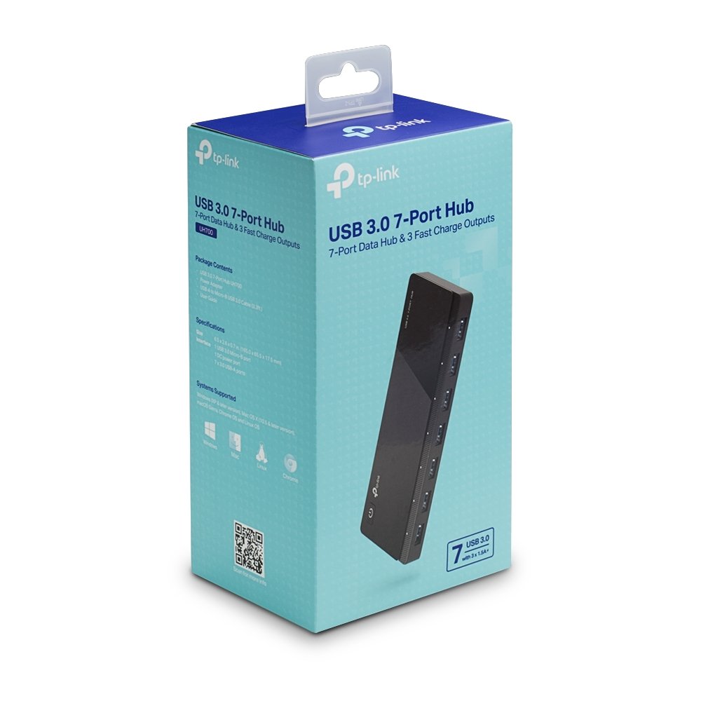 HUB USB 3.0 TP-LINK UH700 USB 3.0 7 Puertos Diseño Escritorio con Adptador de Corriente — vista detalle 1