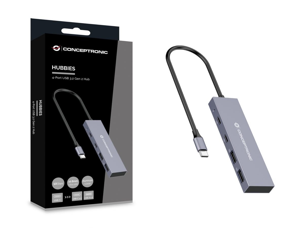 CONCEPTRONIC HUBBIES13G — Hub USB 3.2 con 4 puertos y carcasa aluminio 2