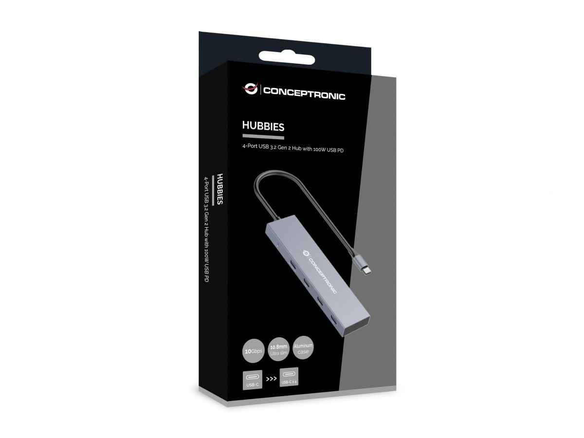 CONCEPTRONIC HUBBIES14G — Hub USB-C 4 puertos 10Gbps 100W 3