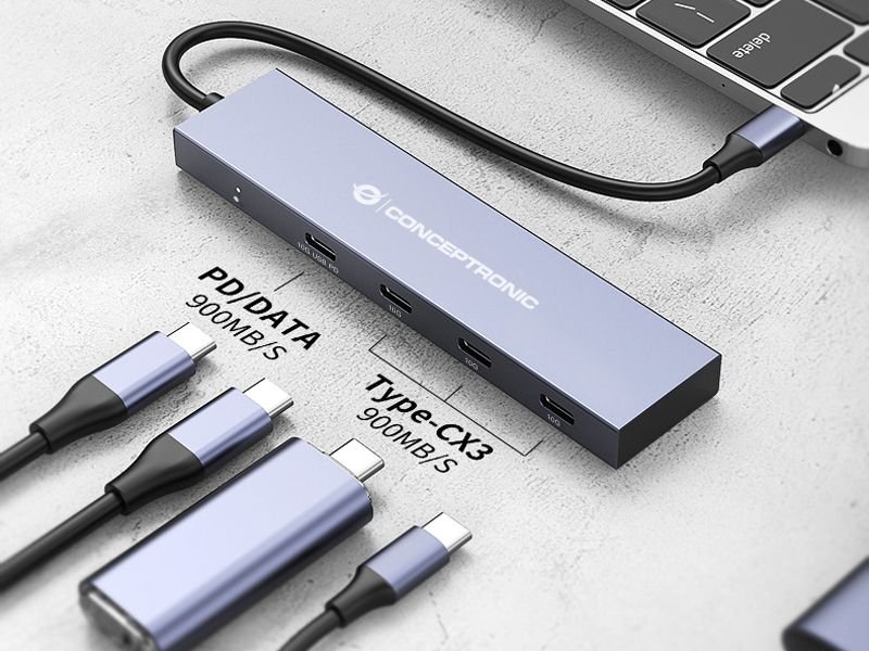 CONCEPTRONIC HUBBIES14G — Hub USB-C 4 puertos 10Gbps 100W 4