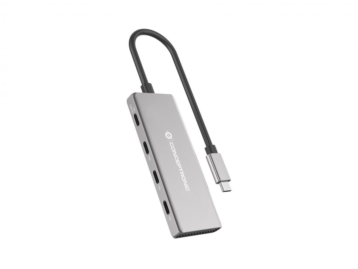 Conceptronic HUBBIES16G — Hub USB 4 puertos, 10Gbps y carga 100W