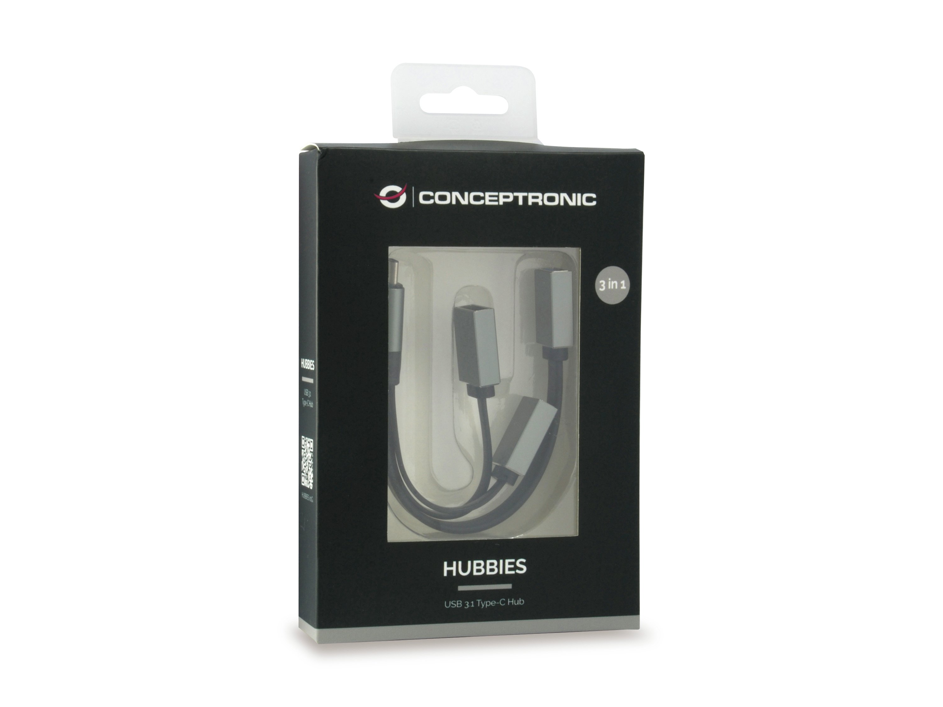 CONCEPTRONIC Hubbies 1 — Hub USB-C con 3 puertos (1x USB 3.0 + 2x USB 2.0) 3