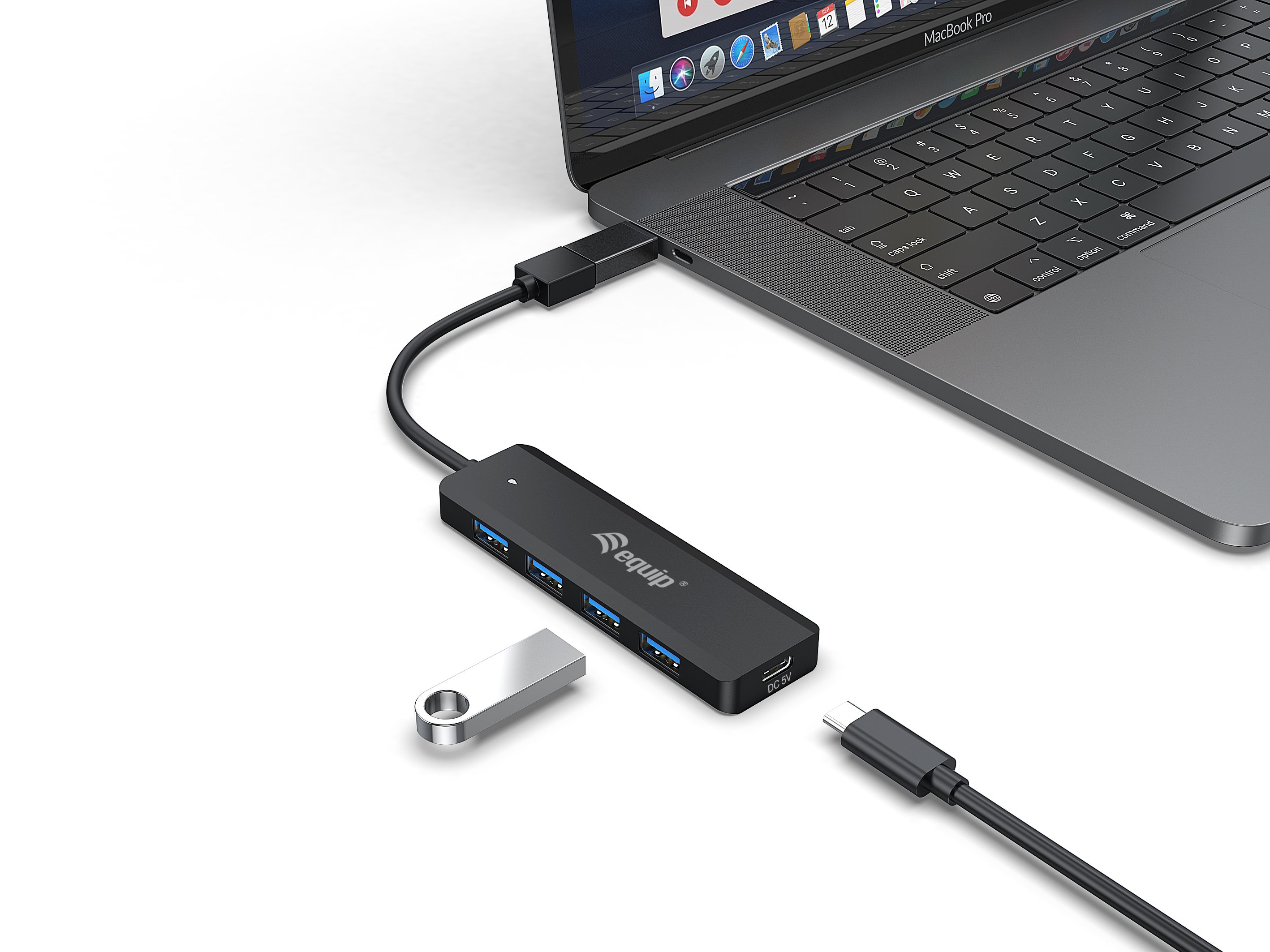 EQUIP Life — Hub USB 3.2 de 4 puertos con adaptador USB-C 3
