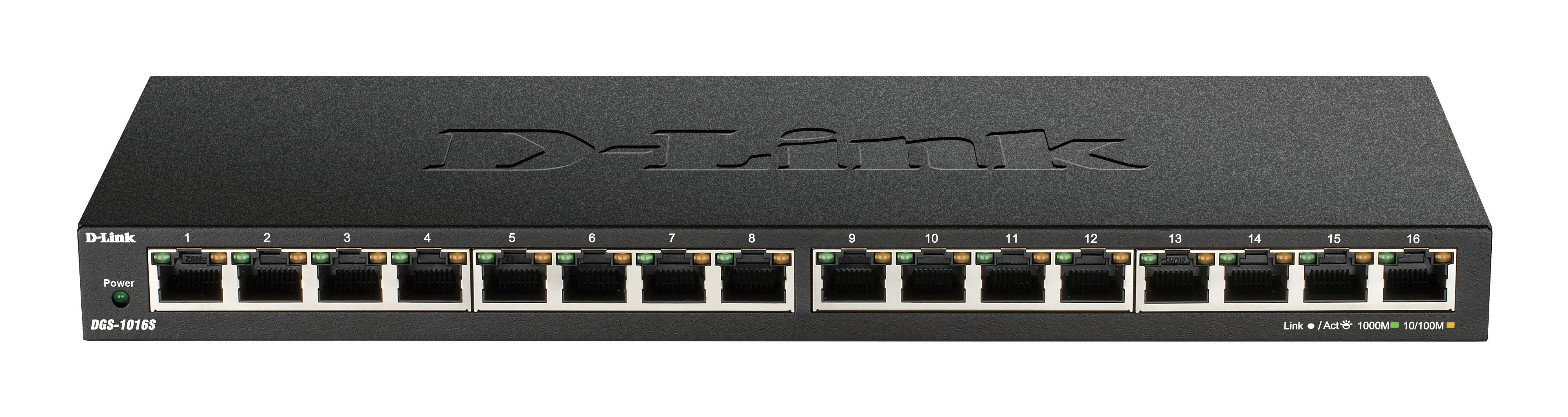 Switch no Gestionable DGS-1016S 16P GIGA LOW Profile para Sobremesa - Pared o Instalaciones de POCO Espacio — vista detalle 1