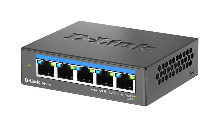 D-Link DMS-105 — Switch 5 puertos multigigabit 2,5G sobremesa — vista detalle 2