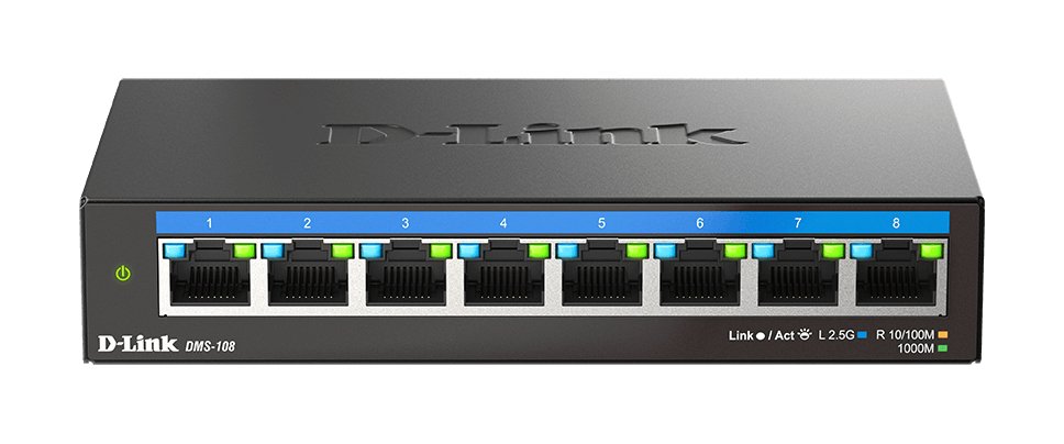 D-Link DMS-108 — Switch 8 puertos multigigabit 2,5G escritorio — vista detalle 1