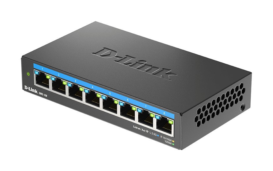 D-Link DMS-108 — Switch 8 puertos multigigabit 2,5G escritorio — vista detalle 2