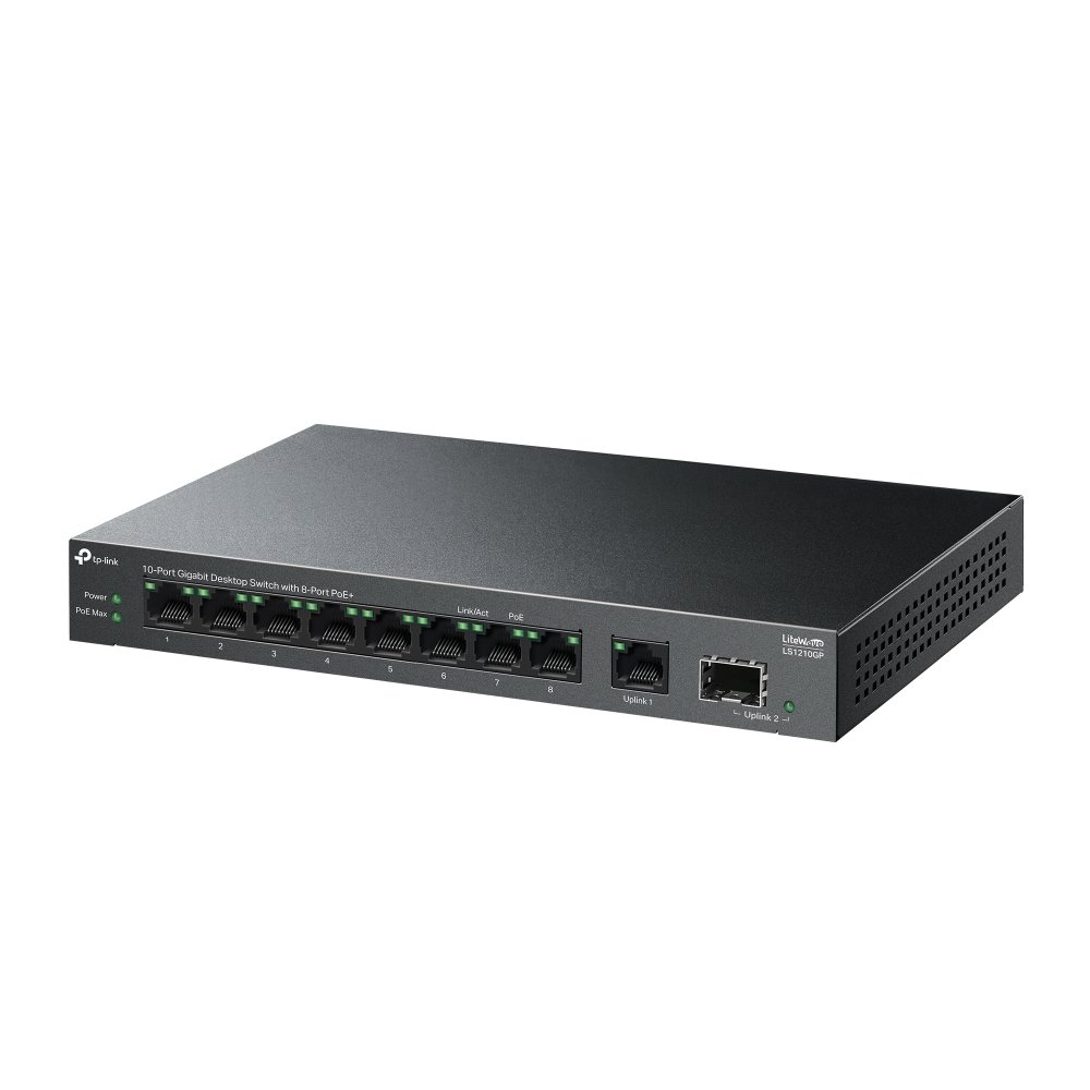 Switch no Gestionable TP-LINK LS1210GP Litewave 9P GIGA 1P SFP Gigabit Sobremesa Carcas de Metal 8P Poe+ — vista detalle 2