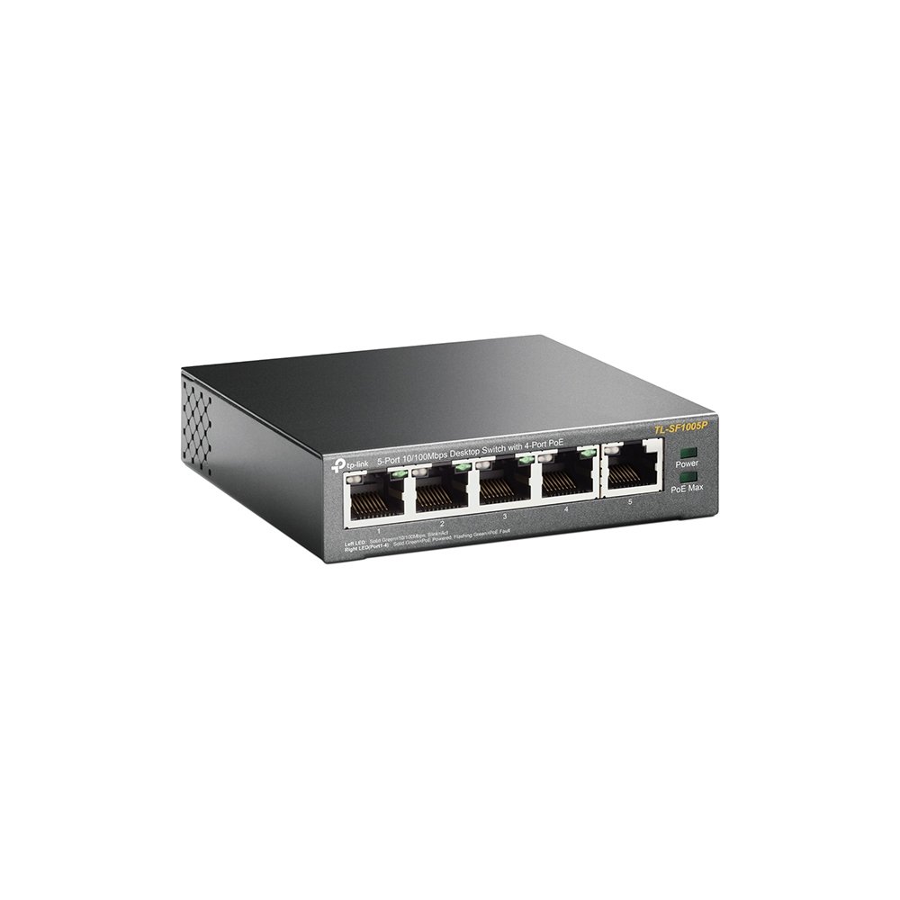 TP-LINK SF1005P — Switch 5 puertos Ethernet con 4 puertos PoE 58W — vista detalle 1